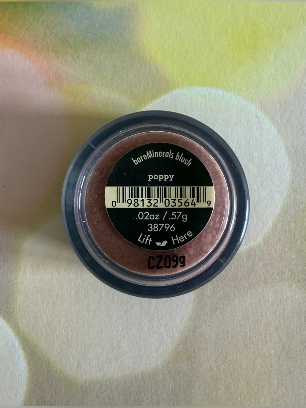 bareMinerals TRAVEL SIZE Poppy Blush - loose mineral powder - small jar .57g